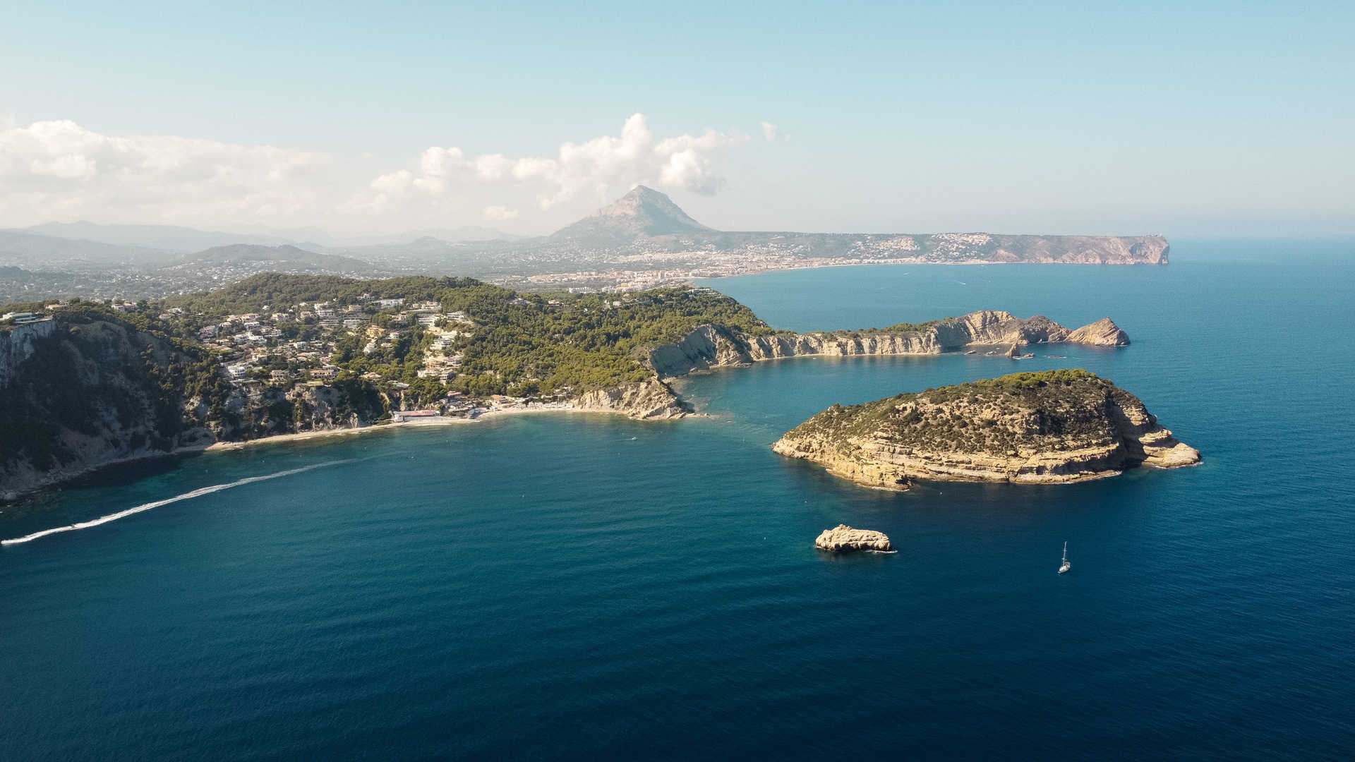 Panoramic view of Jávea bay and surrounding coastline