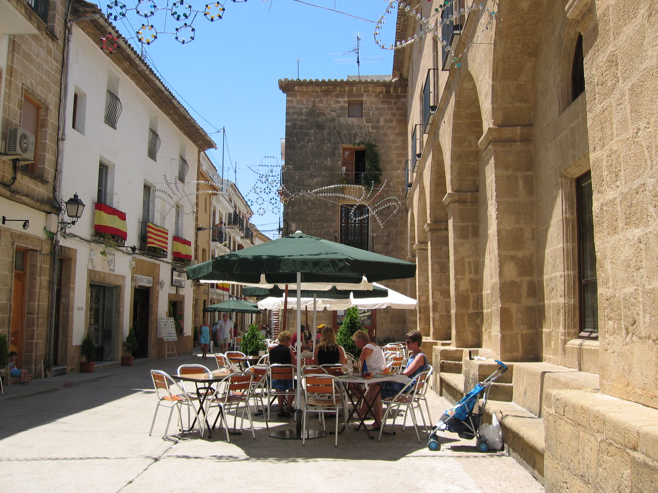 Outdoor café terrace in Jávea old town square