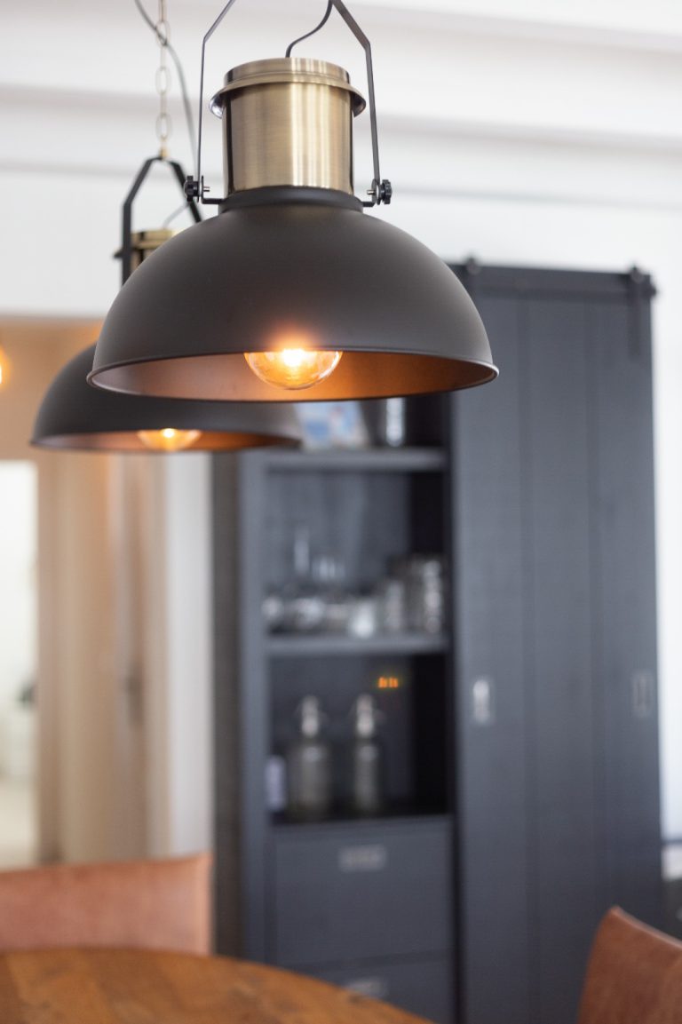 Kitchen detail with pendant lighting at Villa Vino in Pedreguer