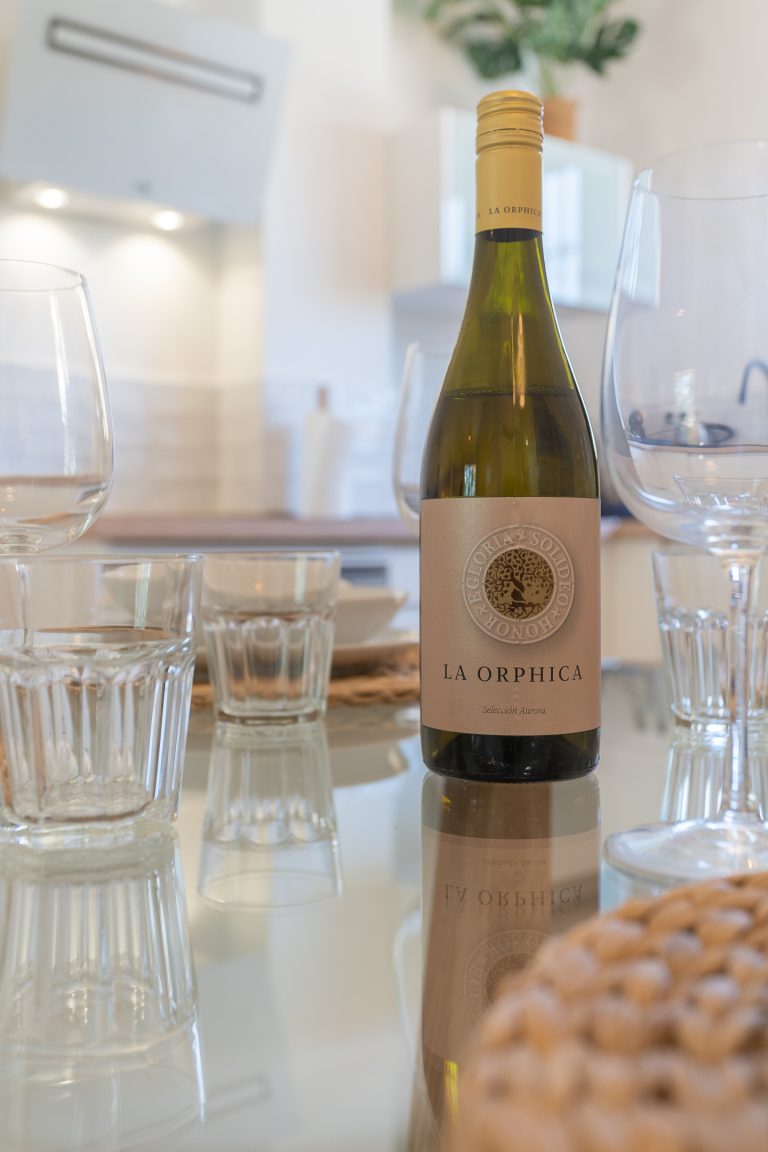 Wine and glasses at apartment El Patio in Dénia