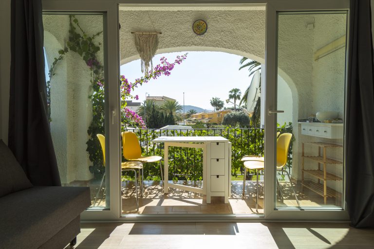 Terrace view from the living room at apartment Retiro Sol A09 in Dénia